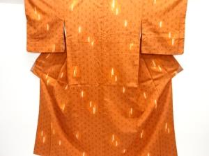 大正ロマン　麻の葉に抽象模様織り出しお召着物